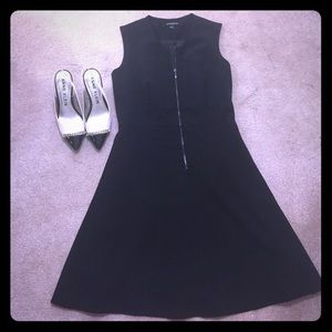 sharagano little black dress with zipper detail