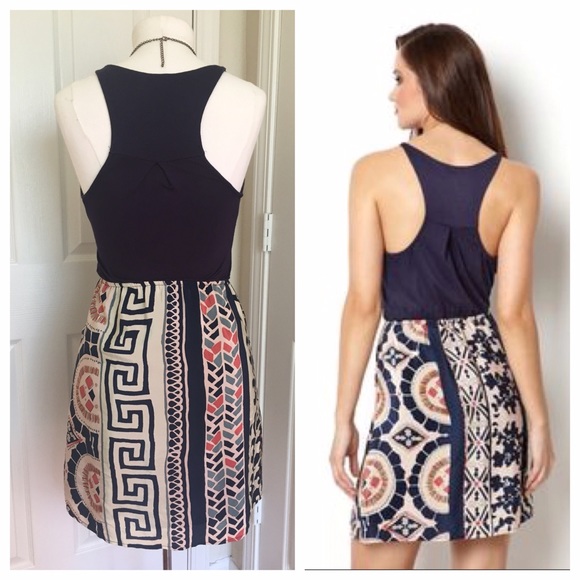 Navy Patterned Dress - Picture 2 of 3