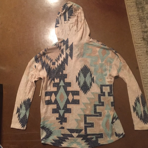 Aztec-Patterned Hooded Sweater - Picture 2 of 2