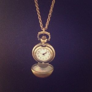 Long drop hidden time-piece necklace from Spain