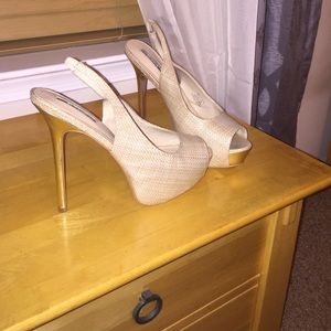 Gold high heels