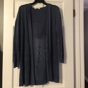 Crocheted cardigan with hoodie