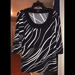 Alfani Black and White Dress Top Large