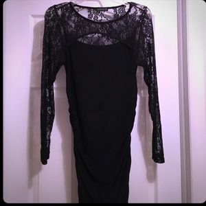 Black Long Lace Sleeve Dress