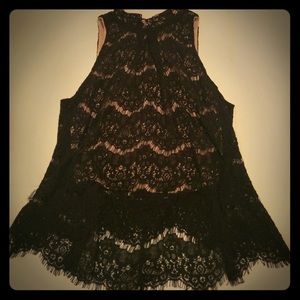 Black lace crop top