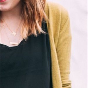 H&M Chartreuse Classic Cardigan Mustard Sweater