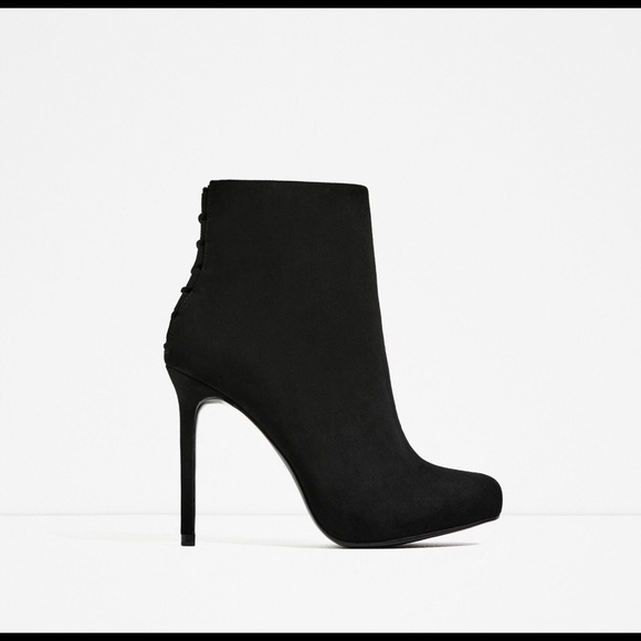 ZARA Lace Up High Heel Ankle Boots, 6.5 (NWT) - Picture 1 of 3