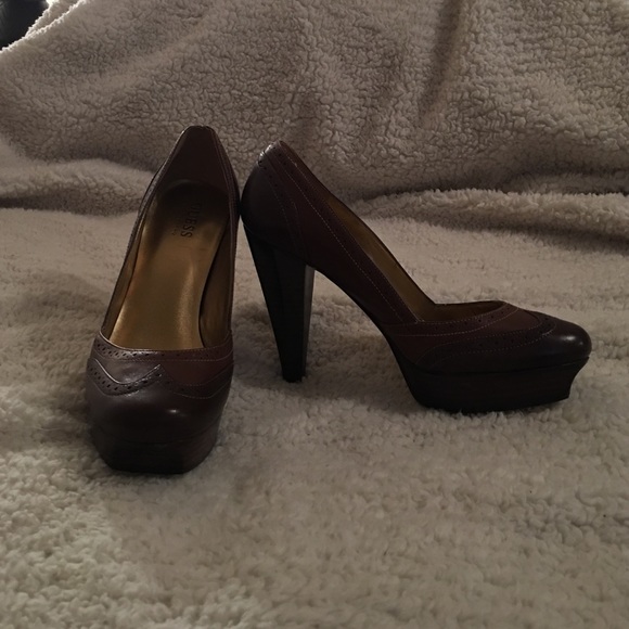 Guess by Marciano brown oxford high heels.