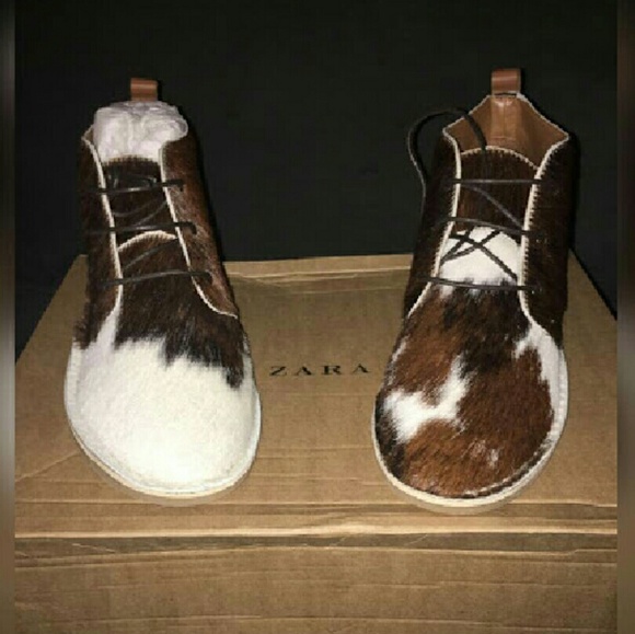 New! Zara Genuine leather and ponyhair ankle boot