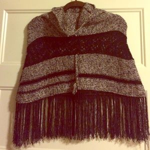 Free people black wool blend poncho