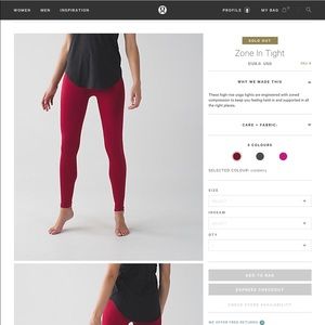 NWT Lululemon Zone In Tight