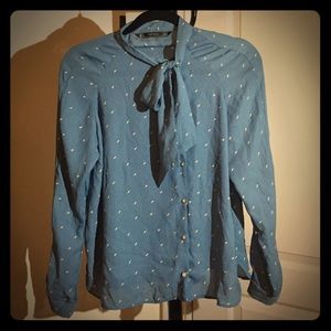 Button up Blouse with Necktie