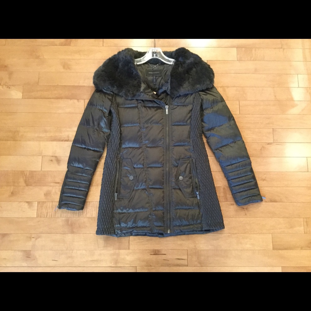 BCBG MAXAZRIA puffy jacket with fur trim size M