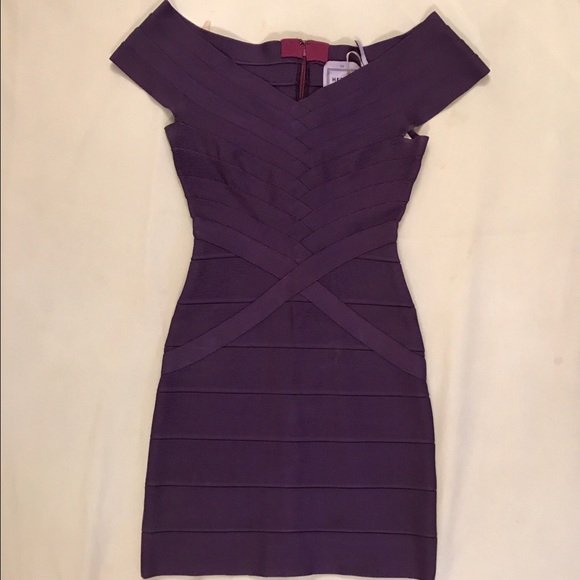 Herve Leger Lelo Purple Dress View 3