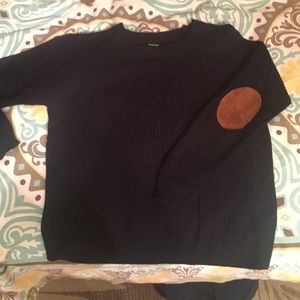 Elbow Patch Sweater - dark navy, long sleeve