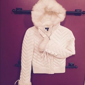 Bebe Winter White Bunny Coat