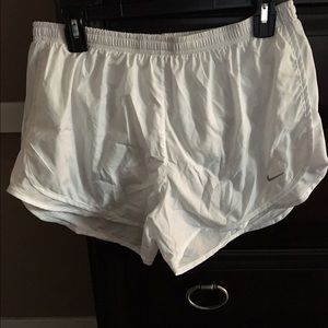 White Nike workout shorts