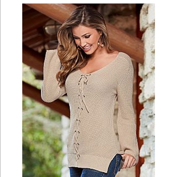 Lace up detailed sweater