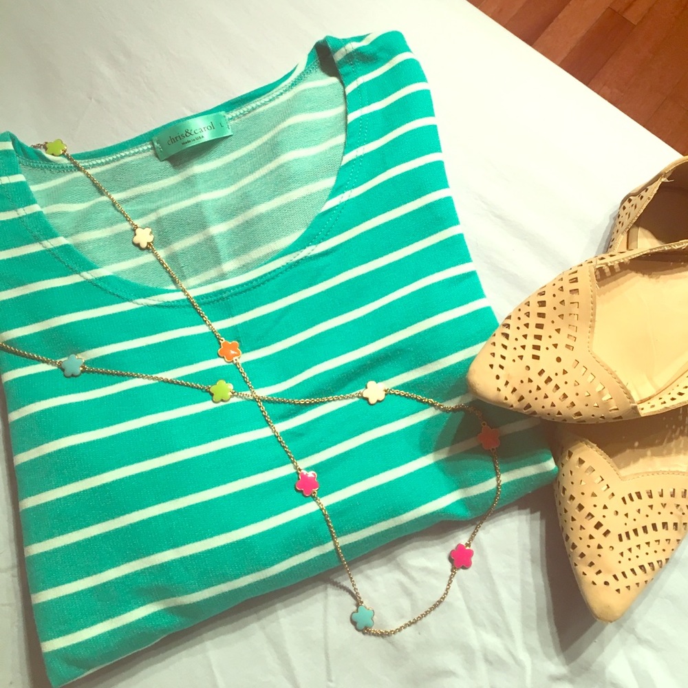 Boutique Shirt Dress - Mint & White - Size L
