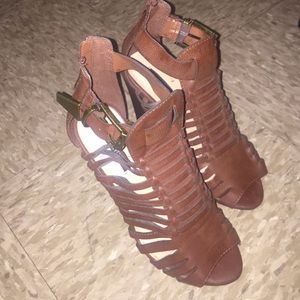 Brown Strappy Wedges