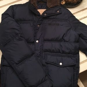 Navy hollister winter jacket