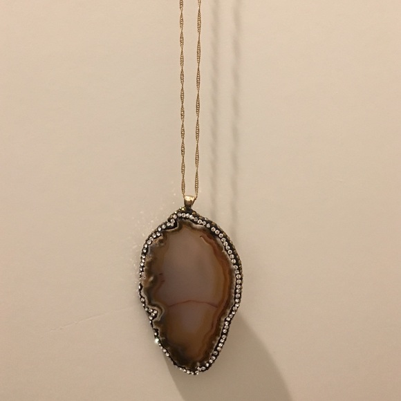 Flat genuine stone necklace