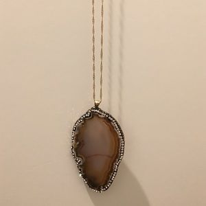 Flat genuine stone necklace