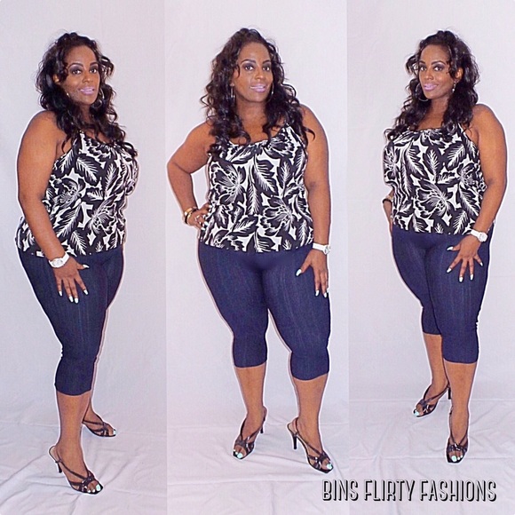 Plus Size Premium Denim Look Capri - Picture 7 of 7