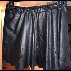 Black Faux Leather Skirt XL