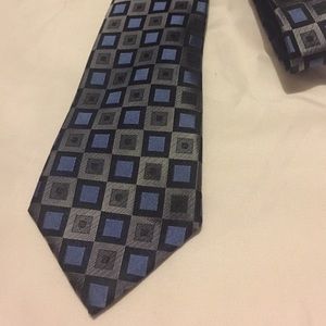 Blue/Black/Silver Square Tie