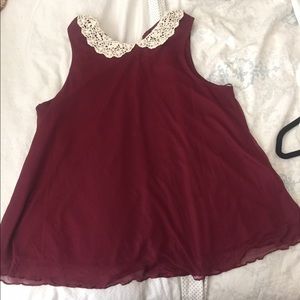 Red high neck tank blouse