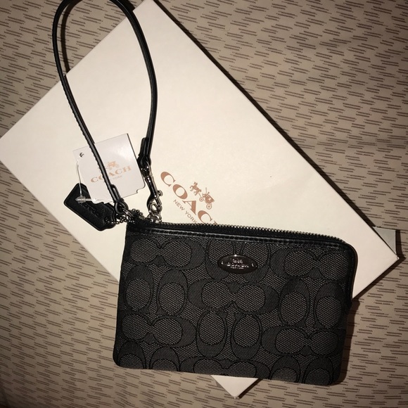 Coach Handbags - NWT Signature Coach Black Wristlet