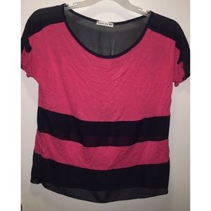 Women's top with mesh stripes