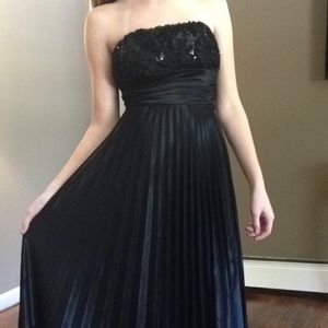 Black floral and sequin prom dress