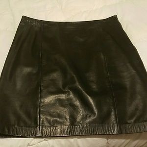 Ann Taylor Black Leather Mini Skirt