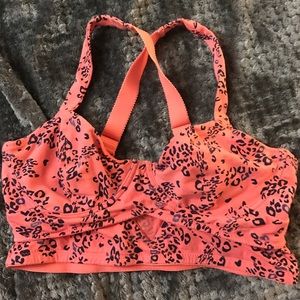 Coral with Navy Print Bralette
