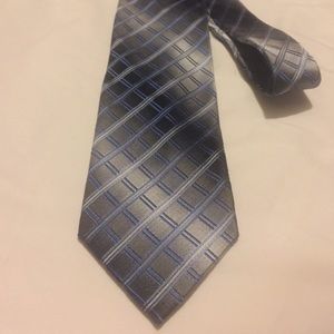 Silver & Black Faded Pattern with Blue Stripes Tie