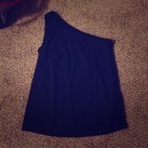 Navy one shoulder blouse