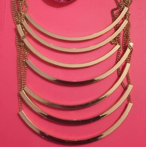 Large gold fashion layered necklace