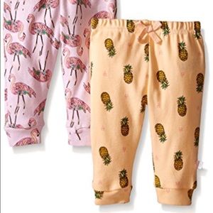 2 Rosie Pope Pants: pineapple & flamingo