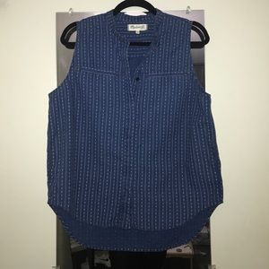 Madewell Cotton sleeveless shirt in indigo stripe