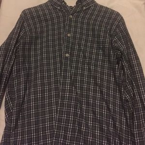 Black Plaid Long Sleeve Button Up