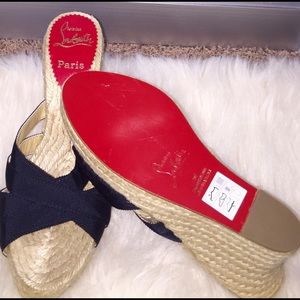 Christian Louboutin Black grosgrain espadrilles.