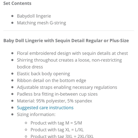 Women's Babydolll Lingerie Set Plus & Regular Size - Picture 3 of 3