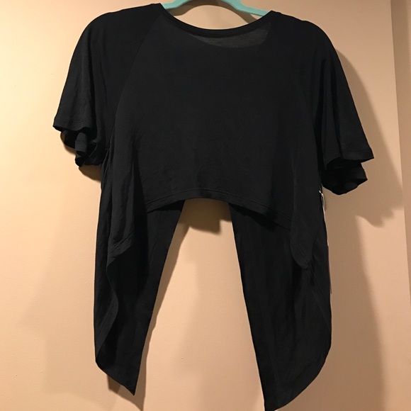 Black Crop Top with open V back
