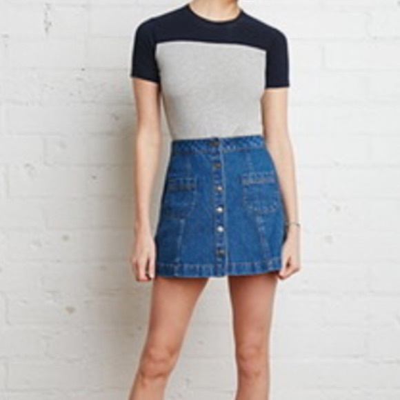 Brandy Melville button up jean skirt