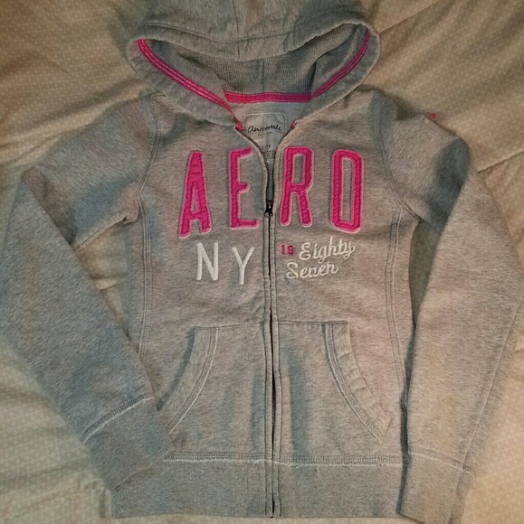 ♡ Aero hoodie grey and pink. Euc xs