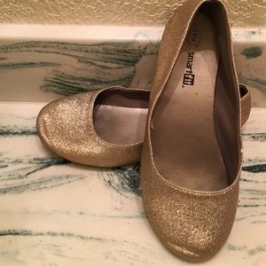 Gold glitter flats
