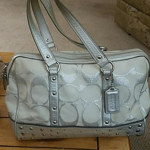 Siver Coach bag with studding detail