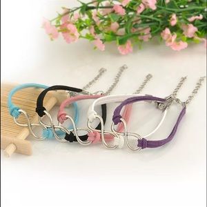 Set of 5 handmade leather infinity bracelets